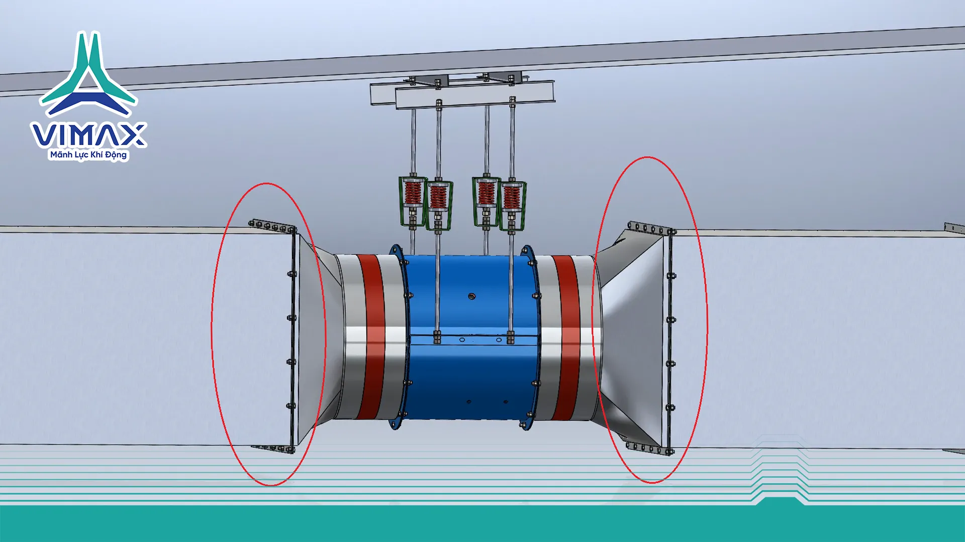 quạt hướng trục treo trên xà gồ