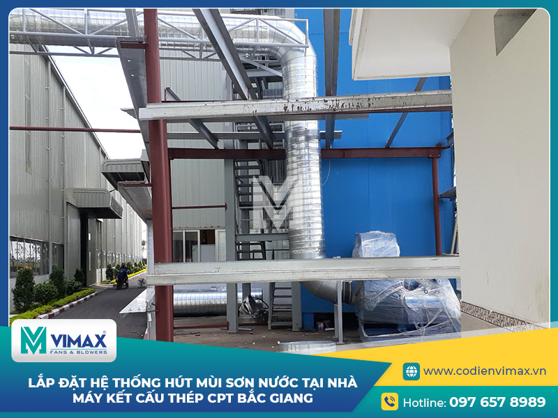 Lắp đặt hệ thống hút mùi sơn nước tại nhà máy kết cấu thép CPT Bắc Giang