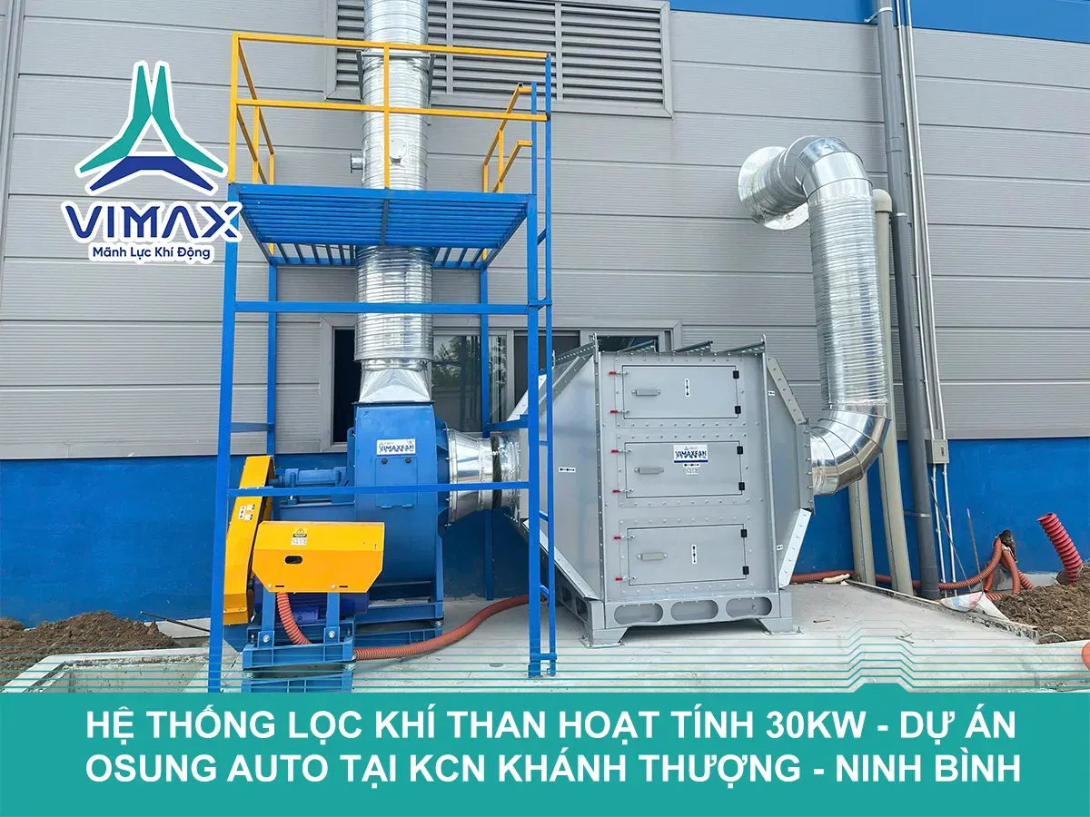 HỆ THỐNG LỌC KHÍ THAN HOẠT TÍNH 30KW - DỰ ÁN OSUNG AUTO TẠI KCN KHÁNH THƯỢNG NINH BÌNH