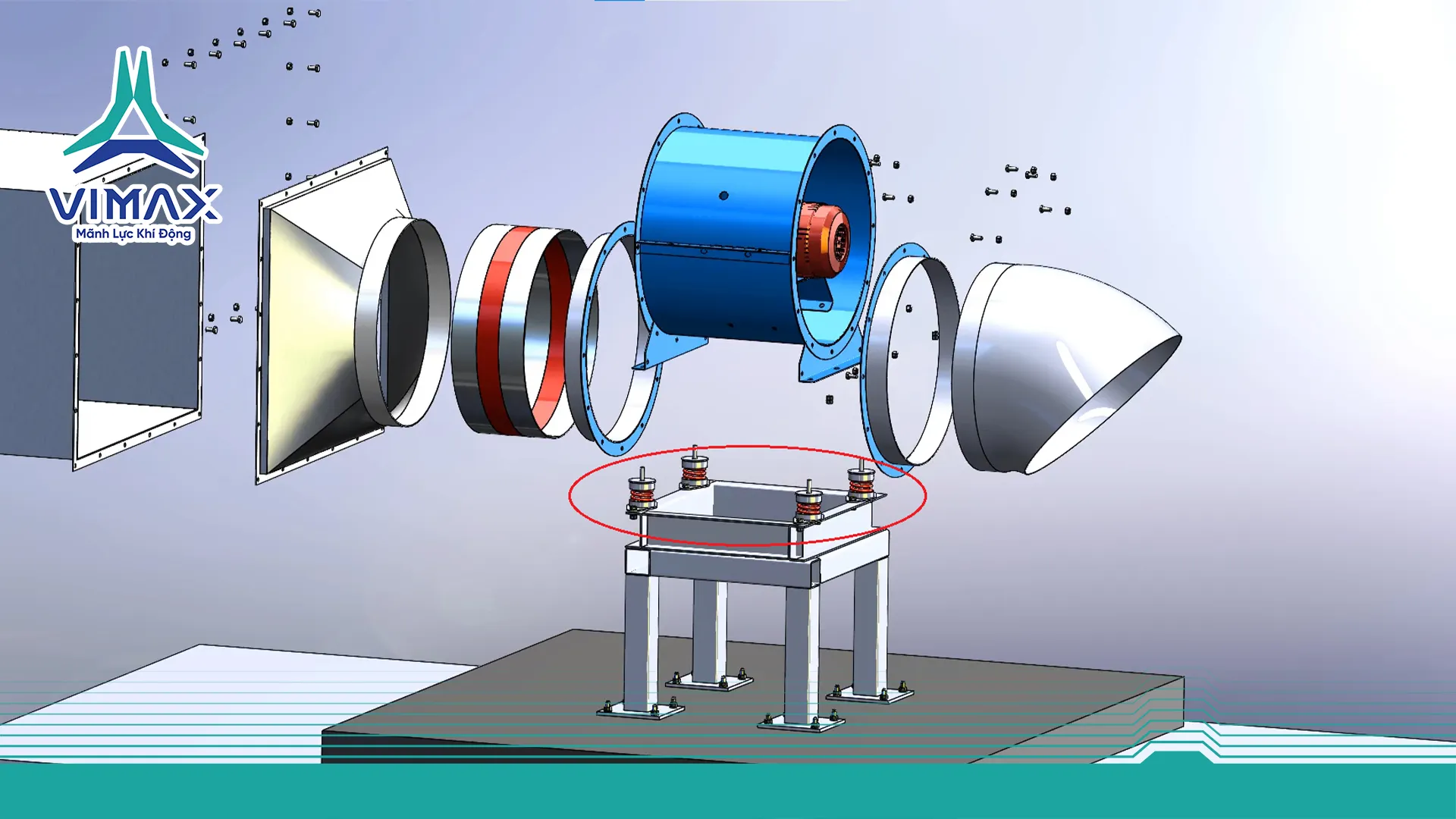 quạt hướng trục trên kệ 