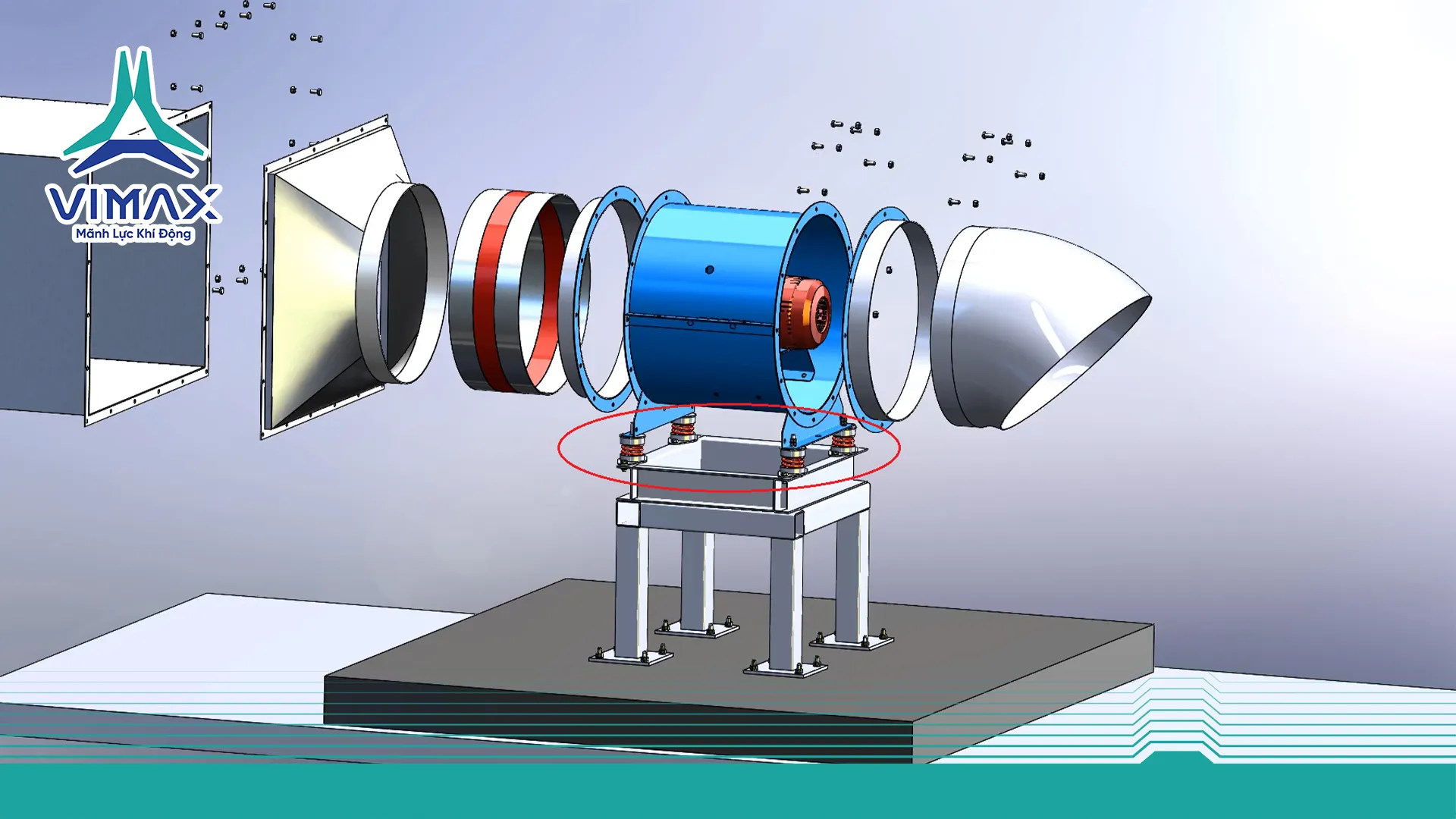 quạt hướng trục trên kệ