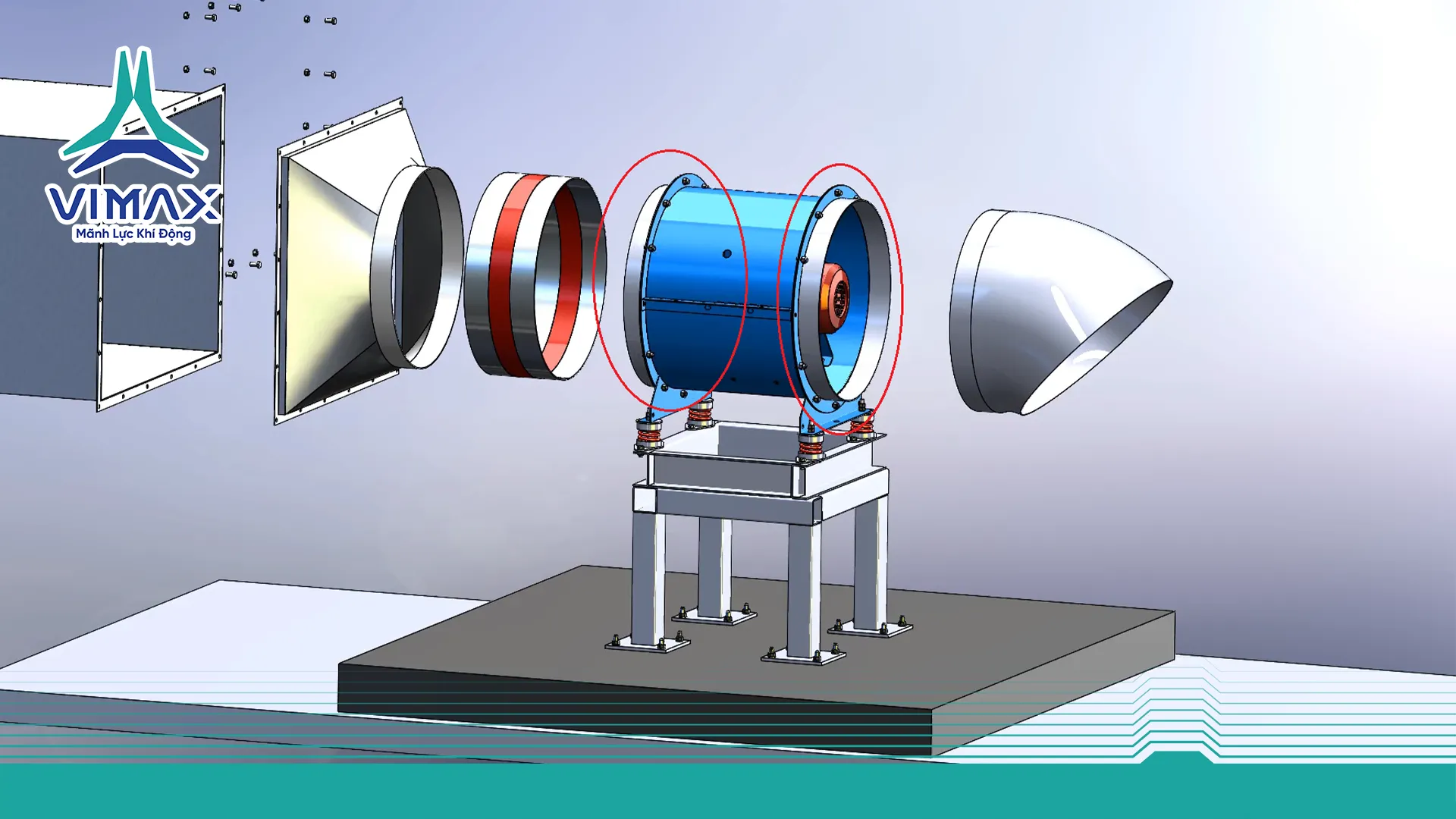 quạt hướng trục trên kệ 